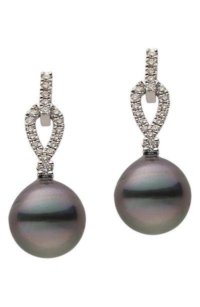 House Of Frosted Tahitian Pearl & Diamond Drop Earrings In Gray