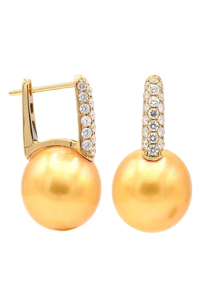 House Of Frosted Genevieve 14k Yellow Gold Pavé Diamond & Pearl Huggie Earrings