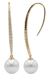 HOUSE OF FROSTED KAYLEE FRESHWATER PEARL & DIAMOND DROP EARRINGS