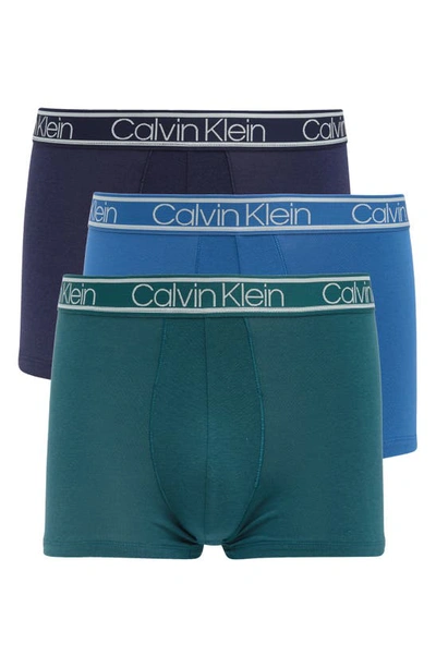 Calvin Klein Ultimate Comfort Trunk In Green/ Blue/ Navy