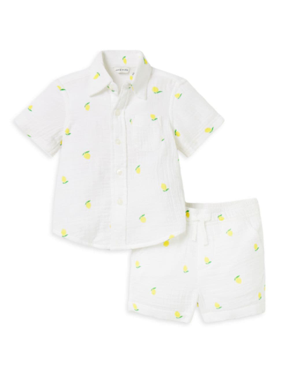 Janie And Jack Baby Boy's The Cabana Lemon Print Shirt & Shorts Set In White