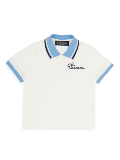 Versace Baby Boy's Logo Piqué Polo In White Multi