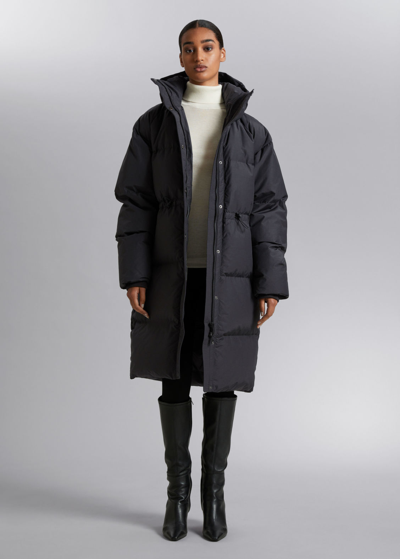 Other Stories Hooded Down Puffer Coat In Black