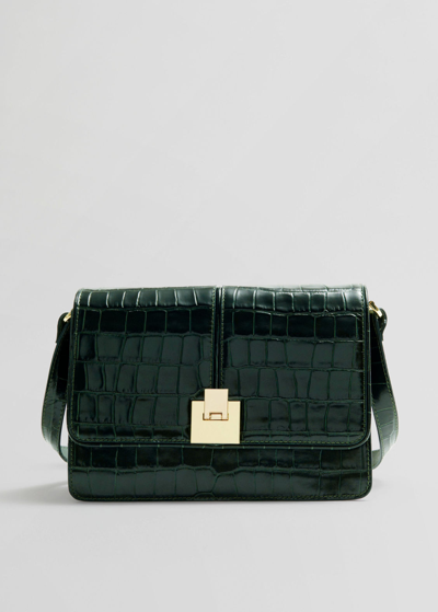 Other Stories Croco Leather Bag In Green