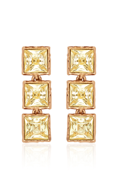 Oscar De La Renta Tennis Crystal Earrings In Jonquil