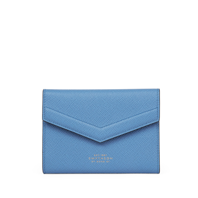 Smythson Mini Envelope Writing Folder In Panama In Nile Blue