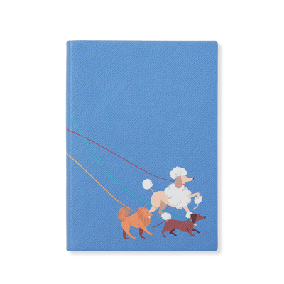 Smythson Poodle Soho Notebook In Panama In Nile Blue