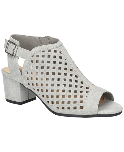 Easy Street Belva Womens Faux Suede Round Toe Block Heels In Gray