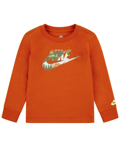 Nike Snowscape Futura Long Sleeve Tee Little Kids T-shirt In Orange