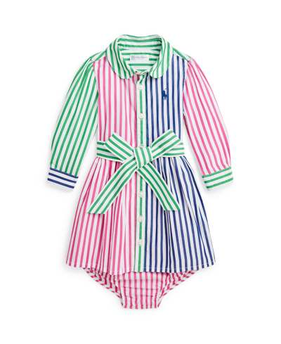 Polo Ralph Lauren Baby Girls Cotton Oxford Fun Shirtdress With Slash And Bloomer Set In Multi