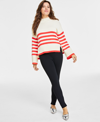 ON 34TH WOMEN'S MOCK NECK SAILOR-STRIPE SWEATER, CREATED FOR MACY'S
