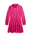 Polo Ralph Lauren Tiered Cotton Poplin Dress In Bright Pink