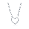 Simona Sterling Silver Heart Carabiner Paperclip Necklace In Silver