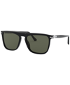 Persol Polarized Green Browline Unisex Sunglasses Po3225s 95/58 56 In Black
