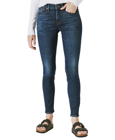 Lucky Brand Ava Womens Mid-rise Dark Wash Skinny Jeans In Deep Sea