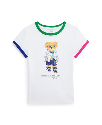 Polo Ralph Lauren Kids' Toddler And Little Girls Polo Bear Cotton Jersey T-shirt In White