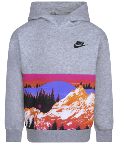 Nike Kids' Toddler Boys Sportswear Snow Day Fleece Printed Pullover Sweatshirt In Gray Heather