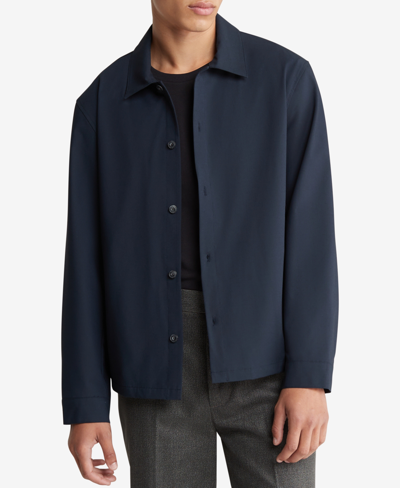 Calvin Klein Men's Sky Captain Long Sleeve Button-front Shirt Jacket In Black Beauty