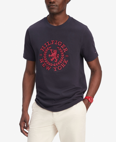 Tommy Hilfiger Men's Embroidered Heritage Logo T-shirt In Desert Sky