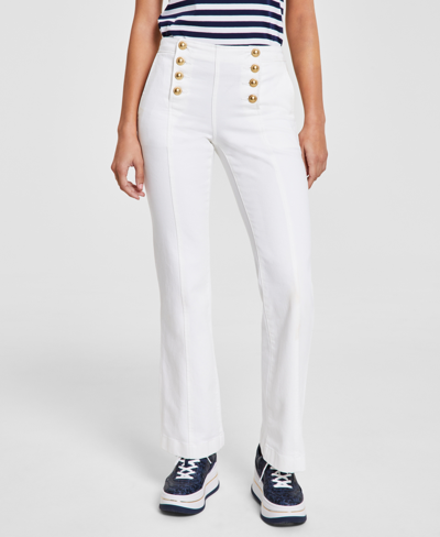 Michael Kors Michael  Women's Flared-leg Sailor Jeans In White