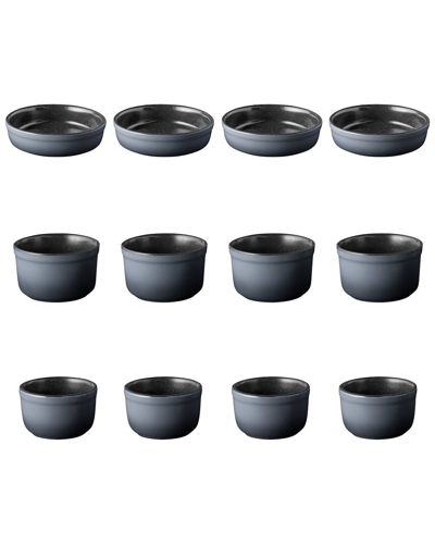 Berghoff Gem Stoneware 12 Piece Ramekin Set In Grey