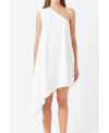 Endless Rose Women's Shoulder Pin Tucked Asymmetrical Mini Dress In Off White