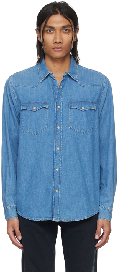 Nudie Jeans Mens Denim George Flap-pocket Denim Shirt