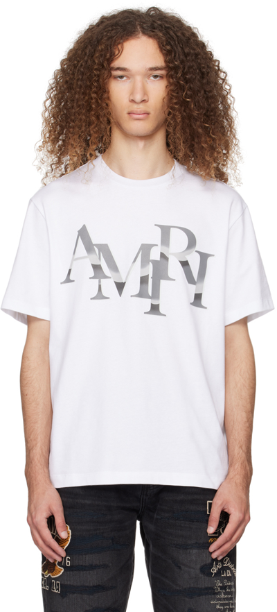 AMIRI WHITE STAGGERED CHROME T-SHIRT