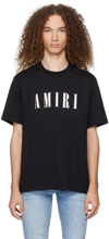 Amiri Black Crewneck T-shirt With Logo Lettering Print On The Front In Cotton Man In Black