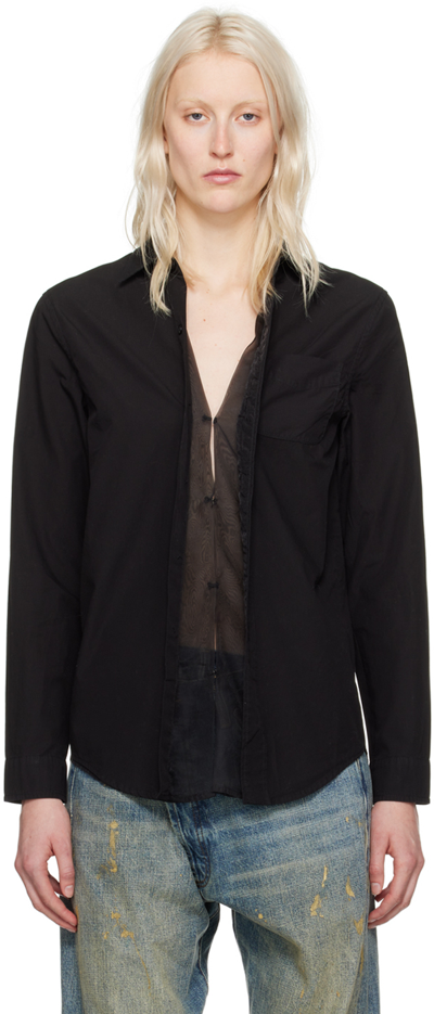 R13 Black Foldout Shirt In Overdyed Black