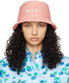 MARNI PINK EMBROIDERED BUCKET HAT
