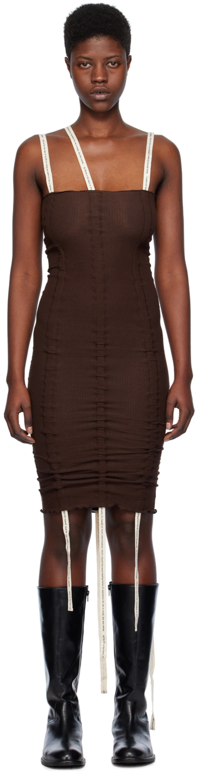 Baserange Brown Hewn Strap Minidress In Tactile