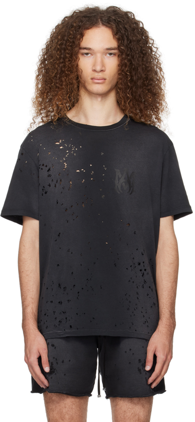 Palm Angels Amiri Ma Logo Shotgun Tee Tshirt In Faded_black