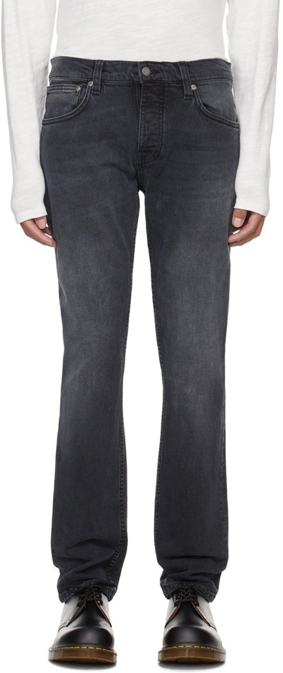 Nudie Jeans Gray Grim Tim Jeans In Black