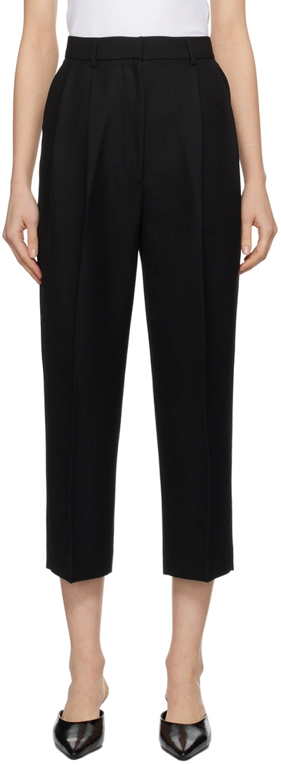 Totême Black Double-pleated Trousers In 001 Black