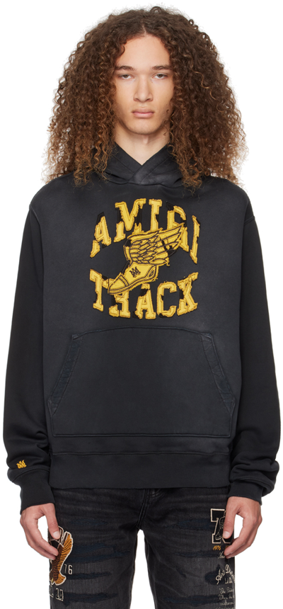 Amiri Track Patch-embellished Hoodie In Gray