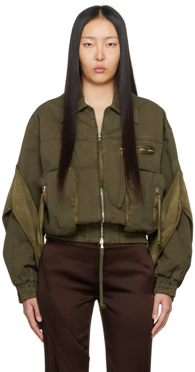 Blumarine Khaki Padded Bomber Jacket In D0569 Militare