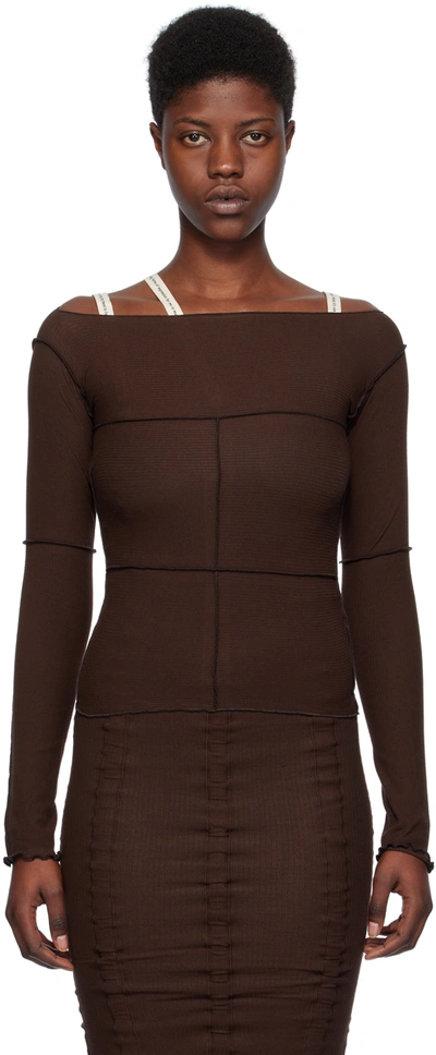 Baserange Brown Cinder Long Sleeve T-shirt In Tactile