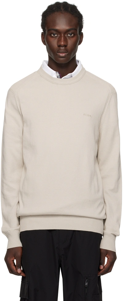 Hugo Boss Beige Regular-fit Sweater In Light Beige 271