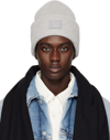 ACNE STUDIOS GRAY LARGE LOGO BEANIE