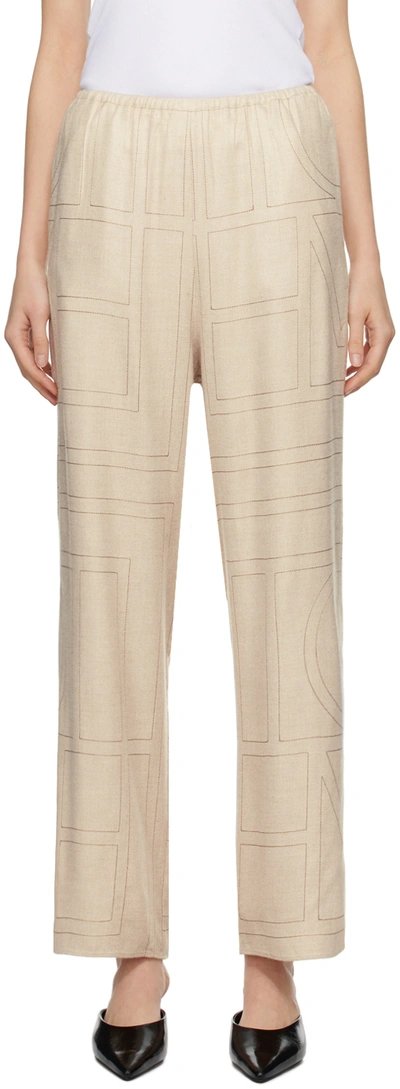 Totême Beige Monogram Lounge Pants In 113 Light Beige Mlng