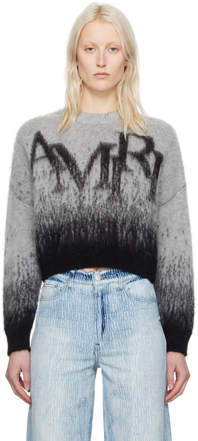 Amiri Gray Staggered Ombre Sweater In Grey