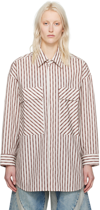 Amiri Logo Striped Double-pocket Workwear Shirt In Alabaster