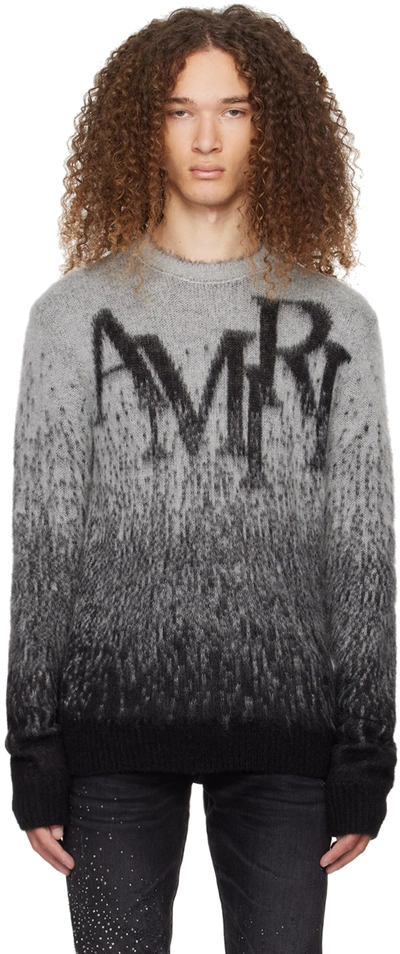 AMIRI GRAY STAGGERED GRADIENT SWEATER