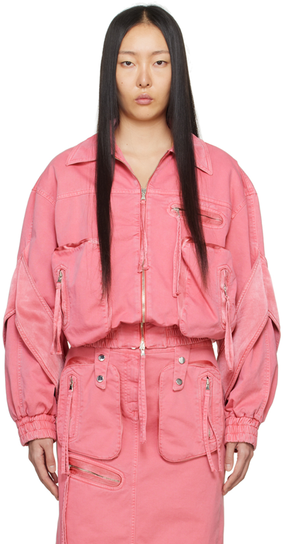 Blumarine Bomberjacke Aus Baumwolldenim In Rosa