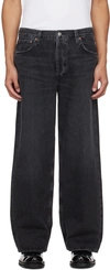 Agolde Mid-rise Wide-leg Jeans In Negro