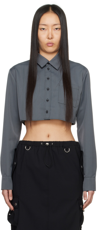 Coperni Striped Cropped Shirt In Black/grey