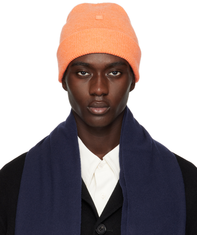 Acne Studios Orange Micro Patch Beanie In Dk8 Mandarin Orange