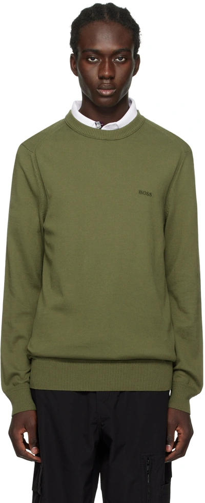 Hugo Boss Green Regular-fit Sweater In Open Green 368