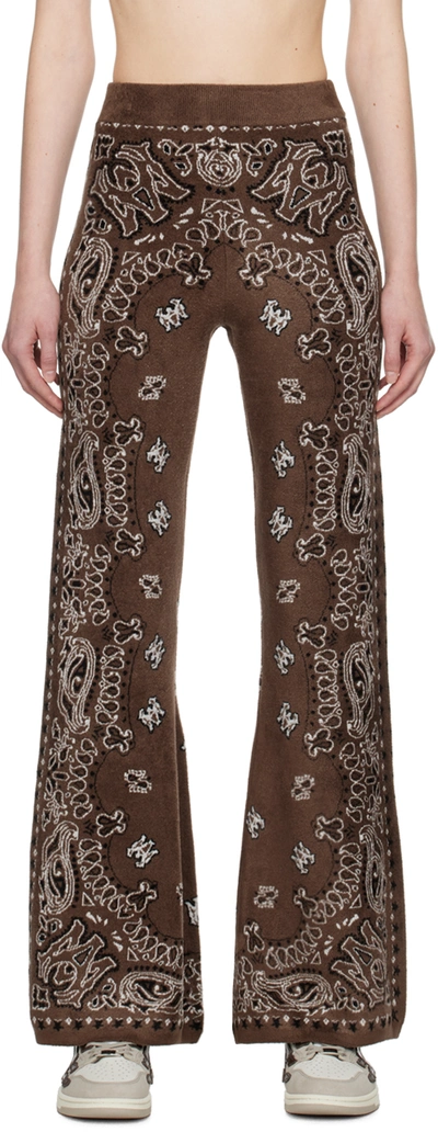 Amiri High-rise Logo Bandana Flare Sweatpants In Brown